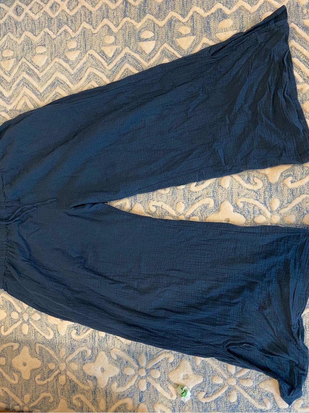 Pact Navy Wide-Leg Organic cotton gauze tie pants